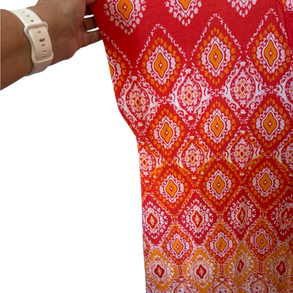 SUMMER  Dana Buchman Orange Print Casual Top   XLARGE    #S - Picture 3 of 7